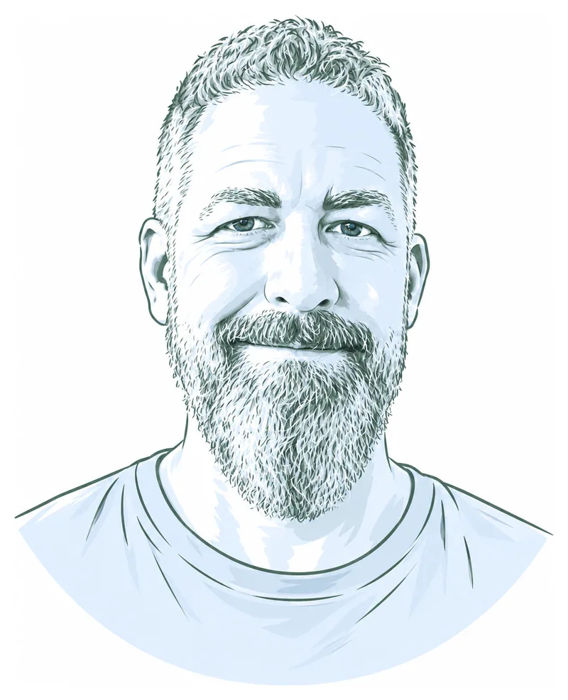 Illustriertes Porträt von Alex, Gründer von Synaptic Four